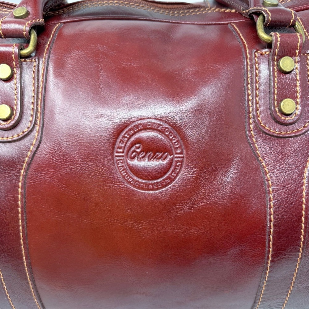 Cenzo Brown Calfskin Leather Duffle Weekender 21" Heritage Carry-On - Picture 2 of 15
